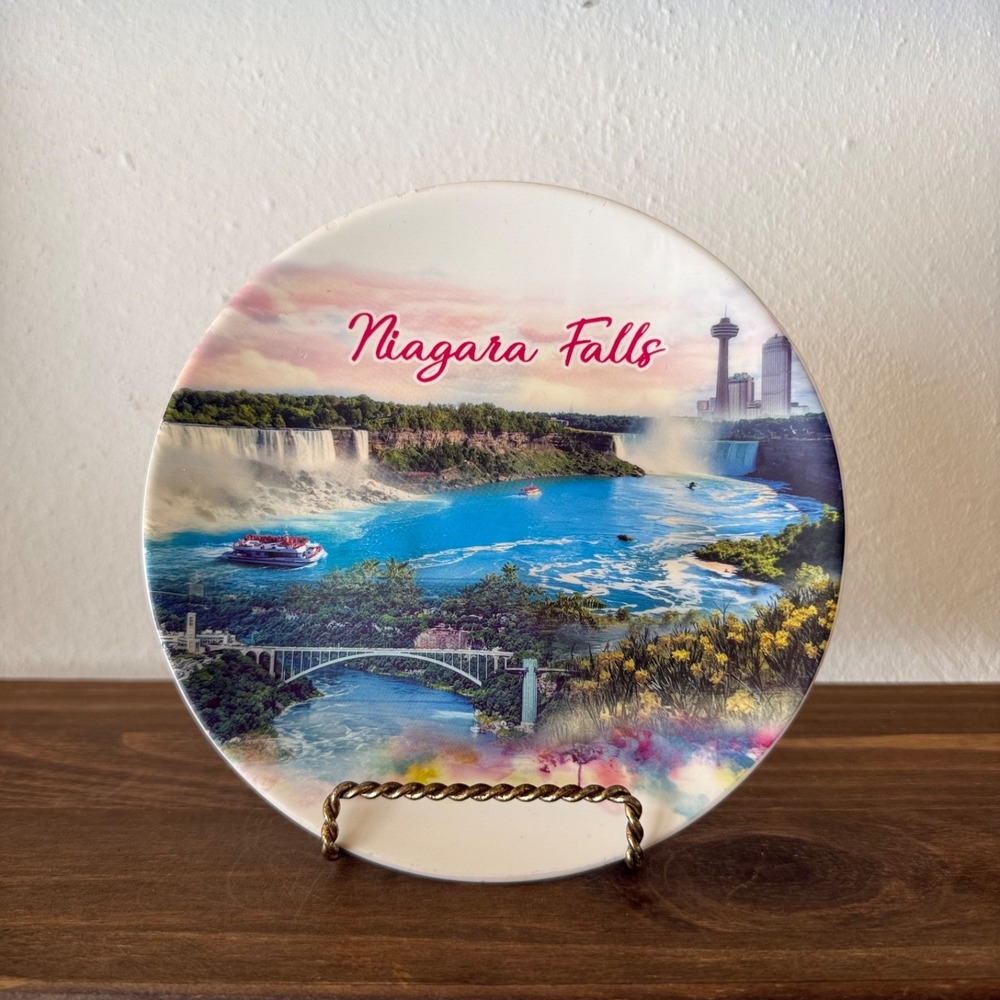 Vintage Niagara Falls Scenic Waterfall‎ Souvenir Plate Canada USA